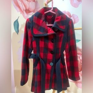 🖤❤️Guess Plaid Trench Coat Sz S❤️🖤